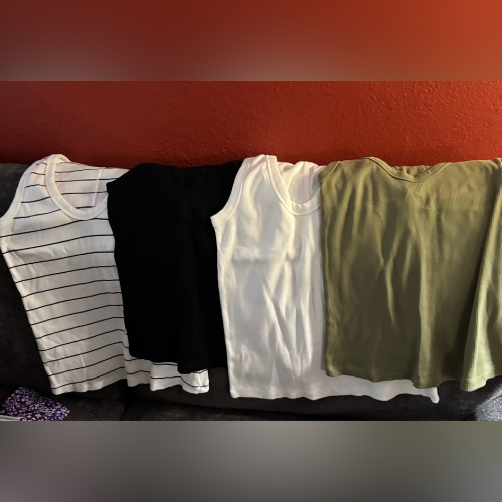 Women's Assorted Sleeveless Tops - Black, White, Olive, Striped